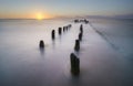 Beautiful, natural seascape. Sunset over the stormy sea