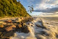 Beautiful, natural seascape. Sunset over the stormy sea