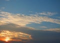 Beautiful sky in the evening, floating clouds, cool white When the sun is going to hide the horizon