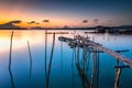 Beautiful natural sunrise at Fisherman village at Ban Sam Chong Tai in Phang-nga province Thailand Royalty Free Stock Photo