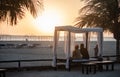 Beautiful and natural sunset in beach at coche margarita island venezuela Royalty Free Stock Photo