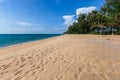 Beautiful nature of the Andaman Sea and white sand beach in the morning at Patong Beach, Phuket Island, Thailand. Nature and Royalty Free Stock Photo