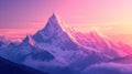 Beautiful nature background featuring a lonely mountain peak against a pink purple gradient sky Royalty Free Stock Photo