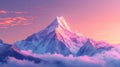 Beautiful nature background featuring a lonely mountain peak against a pink purple gradient sky Royalty Free Stock Photo