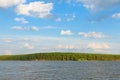 Beautiful nature from the boat in motion. Vibrant river and forest