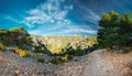 Beautiful nature of Calanques on the azure coast of France. Pano Royalty Free Stock Photo