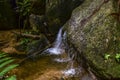 Beautiful in nature, cascading tropical river wet and mossy rock