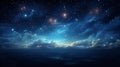 Beautiful Nature Cloudscape with Foggy Clouds and Starlight on Blue Sky at Calm Night