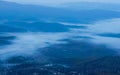 Beautiful nature in early morning in Crimea, Huge clouds over the mountains and valleys in the Crimea Royalty Free Stock Photo