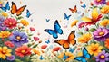 Beautiful nature flower blossom butterfly color wallpaper vibrant design Royalty Free Stock Photo