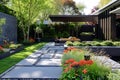 Beautiful nature garden in calssical and modern hitech style