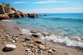 Beautiful Nature Landscape with Beach Rocks in Clear Sea Water with Calm Waves in Blue Sky Royalty Free Stock Photo