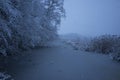 Beautiful nature and landscape photo of blue dusk evening in Katrineholm Sweden Scandinavia Royalty Free Stock Photo