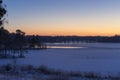 Beautiful nature and landscape photo of dusk winter evening in Katrineholm Sweden Scandinavia Royalty Free Stock Photo