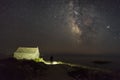 Beautiful nature and landscape photo of small church on dark night in Razanj Croatia