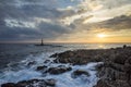 Beautiful nature and landscape photo of small lighthouse and reef in Adriatic Sea Razanj Croatia