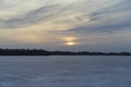 Beautiful nature and landscape photo of spring evening and ice lake in Sweden Royalty Free Stock Photo