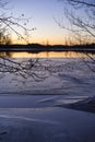 Beautiful nature and landscape photo of spring evening at lake in Sweden Scandinavia Royalty Free Stock Photo