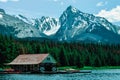 beautiful nature of landscape spirit island jasper national park stock image Royalty Free Stock Photo