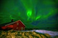 Beautiful nature lanscape of Lofoten  with northern lights Royalty Free Stock Photo