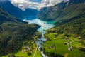 Beautiful Nature Norway natural landscape. lovatnet lake Lodal valley