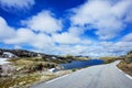 Beautiful Nature Norway natural landscape with road, fjord and mountain. Royalty Free Stock Photo