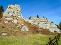 A beautiful nature of the old Carpathian Fortress of Tustan Royalty Free Stock Photo