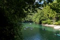 Beautiful Nature Place with water colourful background Okutama river in Japan