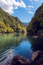 Beautiful Nature Place with water colourful background and adventure Okutama river in Japan