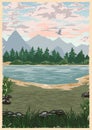 Beautiful nature scenery vintage poster