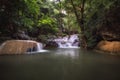 Beautiful Nature Scenic of Waterfall in Rainy Season Forest, Amazing Green Natural Landscape Scenery of Water Falls in Tropical. Royalty Free Stock Photo