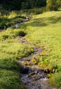 Beautiful nature with stream and meadow under the forest. Creek with Natural panoramic background. Enviromental and Relaxation. Royalty Free Stock Photo