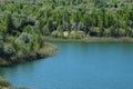 Beautiful Nature, Travel Concept. Landscape Background. Blue Lake, Quarry, Top View.