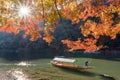 Beautiful nature view of Arashiyama in autumn season along the river