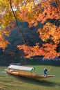 Beautiful nature view of Arashiyama in autumn season along the river