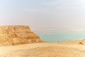 Beautiful nature view from desert on stone mountain and dead sea Royalty Free Stock Photo