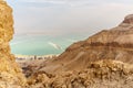 Beautiful nature view from desert on stone mountain and dead sea Royalty Free Stock Photo