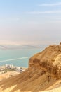 Beautiful nature view from desert on stone mountain and dead sea Royalty Free Stock Photo