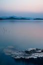 Beautiful nature view of lake in the dusk at sunset time, blue tone Royalty Free Stock Photo