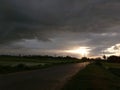 A beautiful nature of a village road in evening time Royalty Free Stock Photo