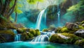 beautiful nature waterfall in jungle