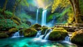 beautiful nature waterfall in jungle