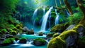 beautiful nature waterfall in jungle