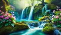 beautiful nature waterfall in jungle