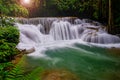 Beautiful nature waterfall in Kanjanaburi Thailand Huai Mae Khamin Falls and forrest Royalty Free Stock Photo