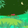 Beautiful nature and well weather environment night with red flower plants vector illustration art design, abstract background Royalty Free Stock Photo