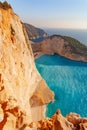 Beautiful Navagio Beach in sunset light Royalty Free Stock Photo