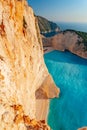 Beautiful Navagio Beach in sunset light Royalty Free Stock Photo