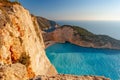 Beautiful Navagio Beach in sunset light Royalty Free Stock Photo