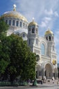 The beautiful Naval Cathedral of Saint Nicholas in Kronstadt, Saint Petersburg, Russia Royalty Free Stock Photo